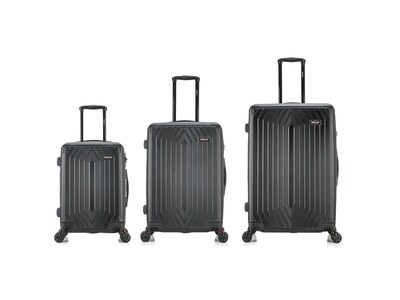 DUKAP Stratos 3-Piece Hardside Spinner Luggage Set, TSA Checkpoint Friendly, Black (DKSTRSML-BLK)