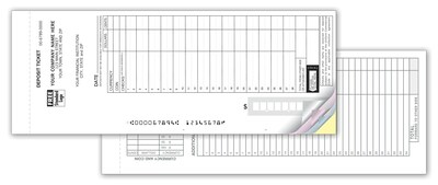 Custom Loose Deposit Ticket Sets, Maximum Entry Format, 2-Part, Black ink only, 8-7/8 x 3-3/8, 150