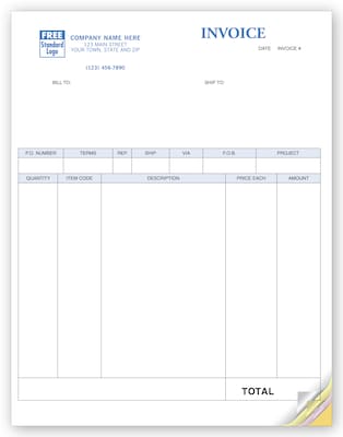 Custom Product Invoices, Laser, 1 Parts, 1 Color Printing, 8 1/2 x 11, 500/Pack