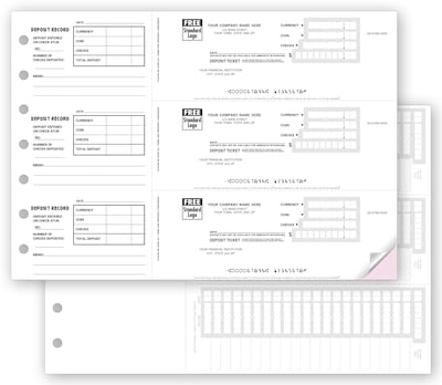 Custom Deposit Tickets, 3-On-A-Page, 2-Part, Black ink only, 12-15/16 x 9, 150/Pack