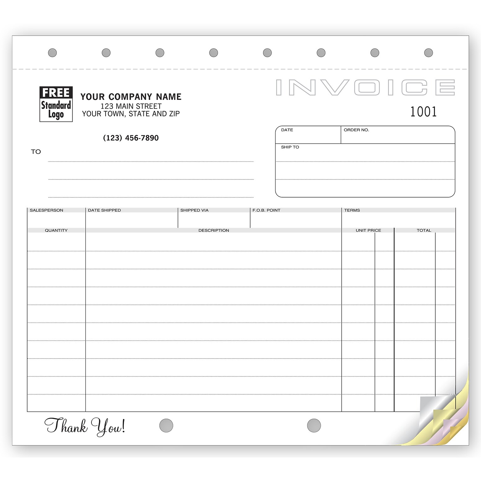 Custom Shipping Invoices, Classic Design, Small Format,5 Parts, 1 Color Printing, 8 1/2 x 7, 500/Pack