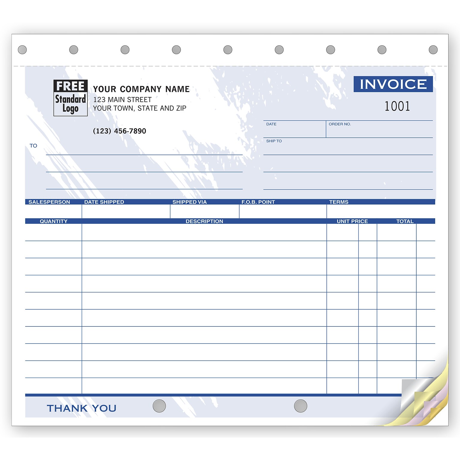 Custom Shipping Invoices - Small,3 Parts, 1 Color Printing, 8 1/2 x 7, 500/Pack