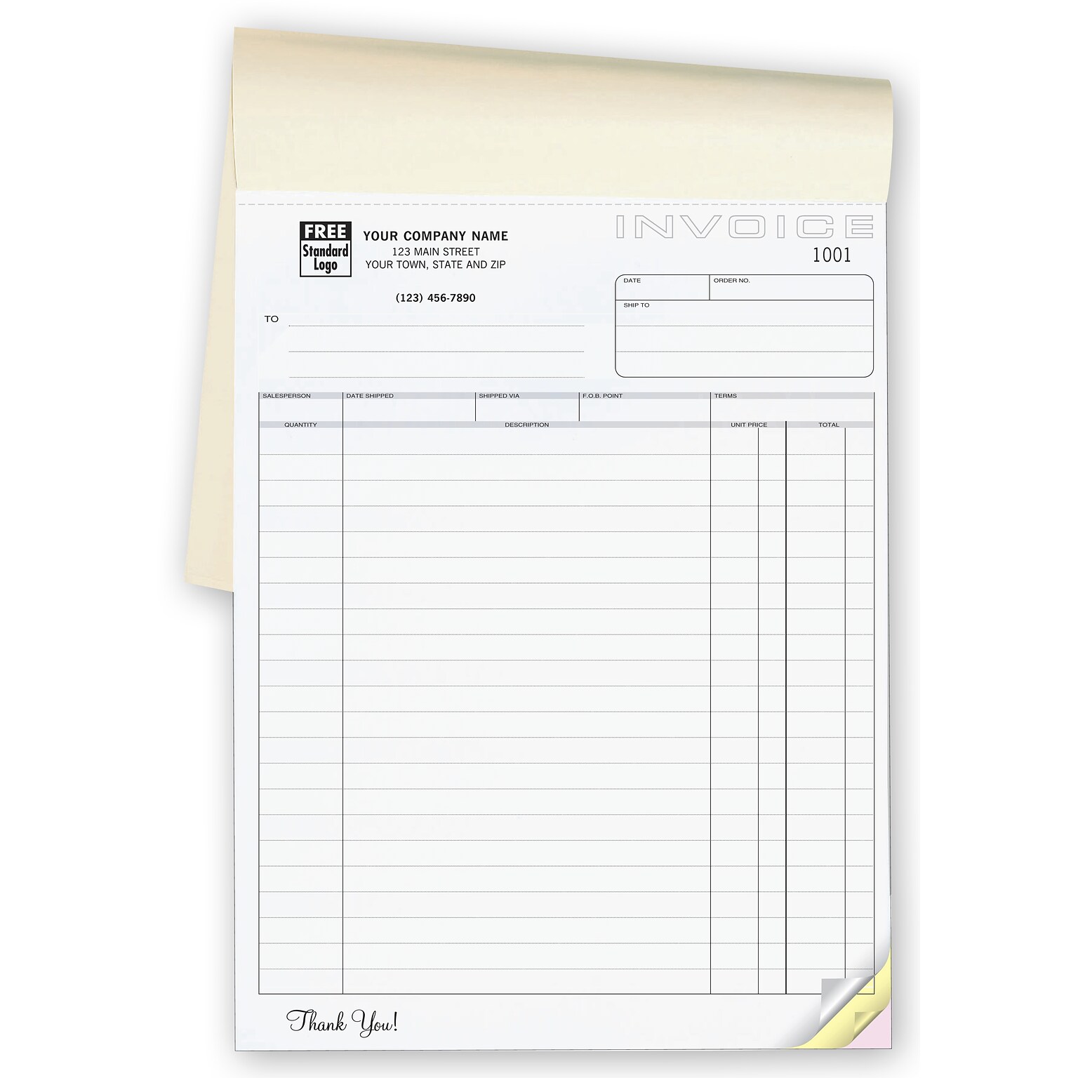 Custom Shipping Invoices - Large Classic Booked,3 Parts, 1 Color Printing, 8 1/2 x 11, 500/Pack