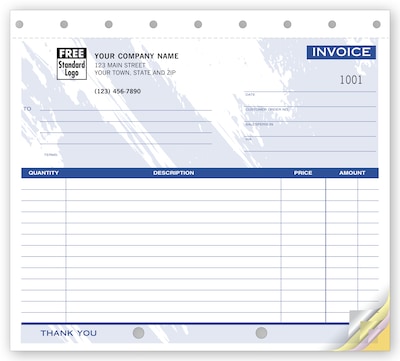 Custom Small Lined Invoices, 3 Parts, 1 Color Printing, 8 1/2 x 7, 250/Pack