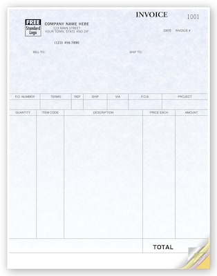 Custom Product Invoices, Laser, 4 Parts, 1 Color Printing, 8 1/2 x 11, 500/Pack