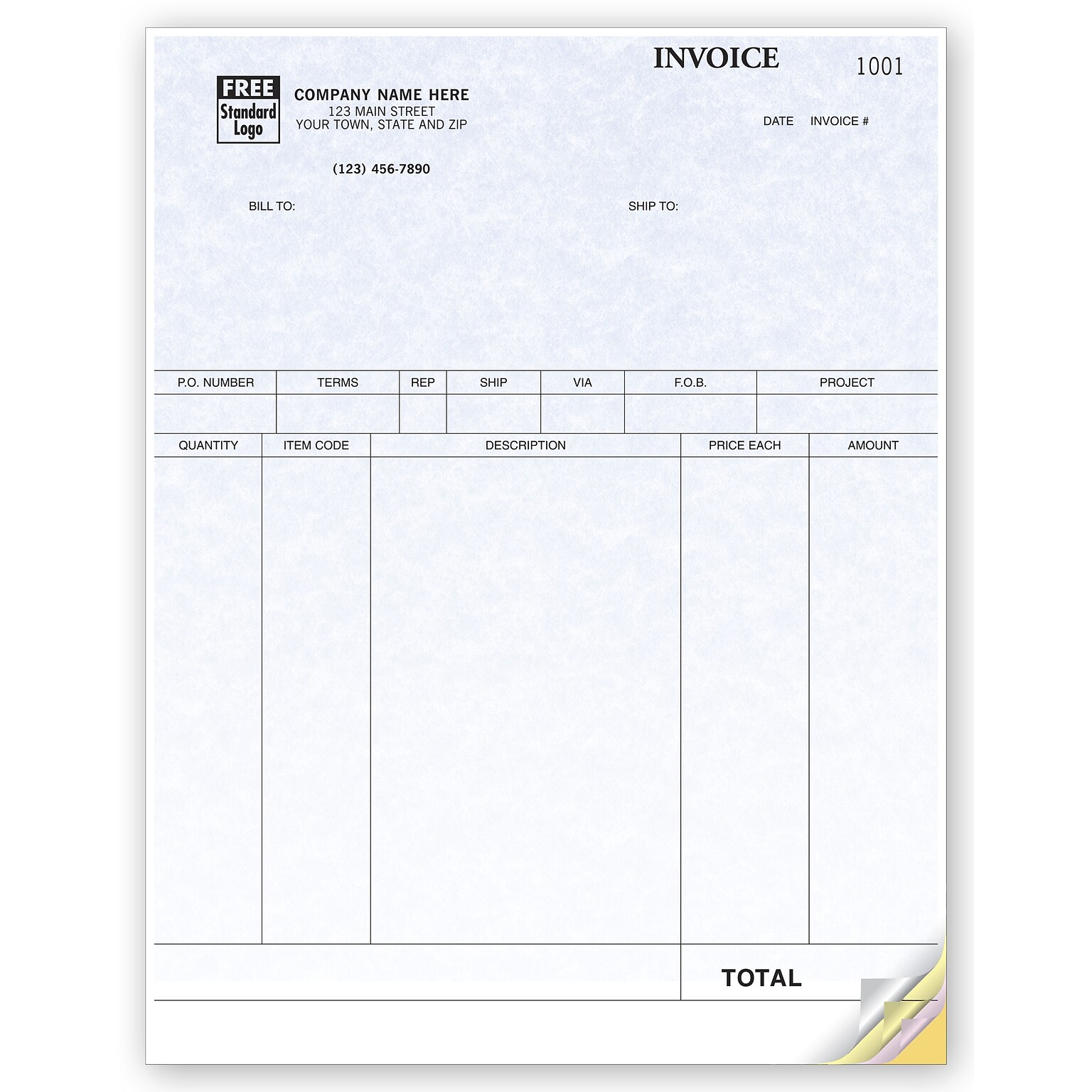 Custom Product Invoices, Laser, 3 Parts, 1 Color Printing, 8 1/2 x 11, 500/Pack