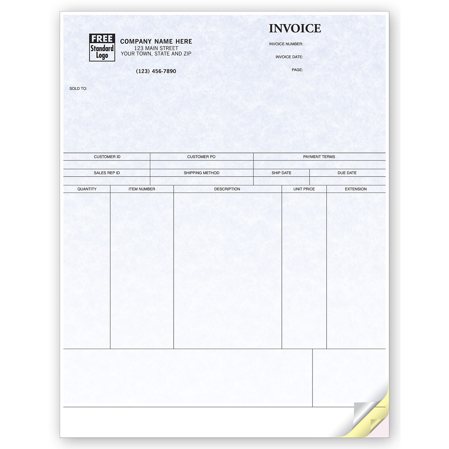 Custom Product Invoices, Laser, 1 Parts, 1 Color Printing, 8 1/2 x 11, 500/Pack