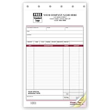 Custom Sales Slips, Image, Large 2 Parts,  1 Color Printing, 5 2/3 x 8 1/2, 500/Pack