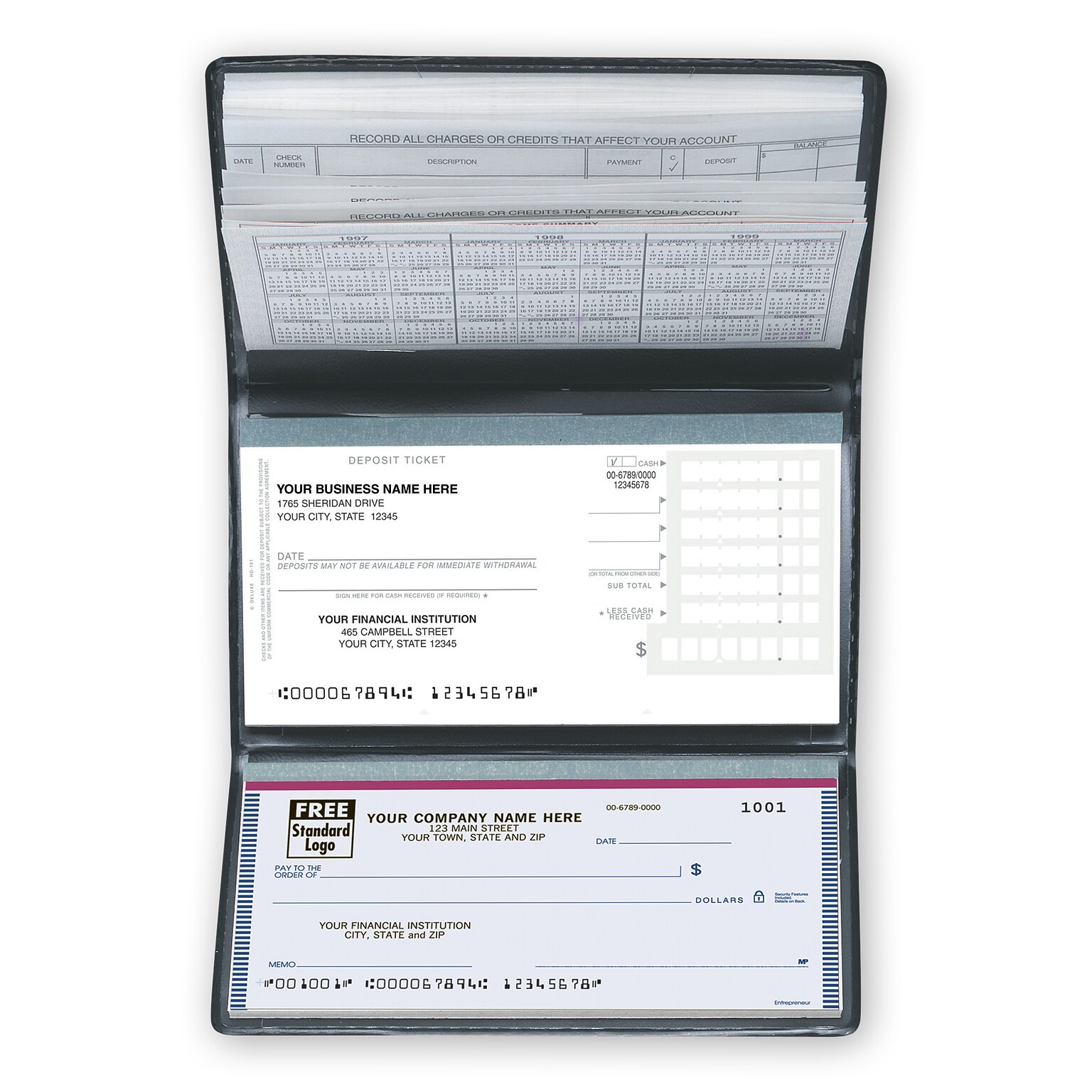Custom Entrepreneur, Compact Size Checks and Register, 1 Ply, 1 Color Printing, 6 x 3, 100/Pack