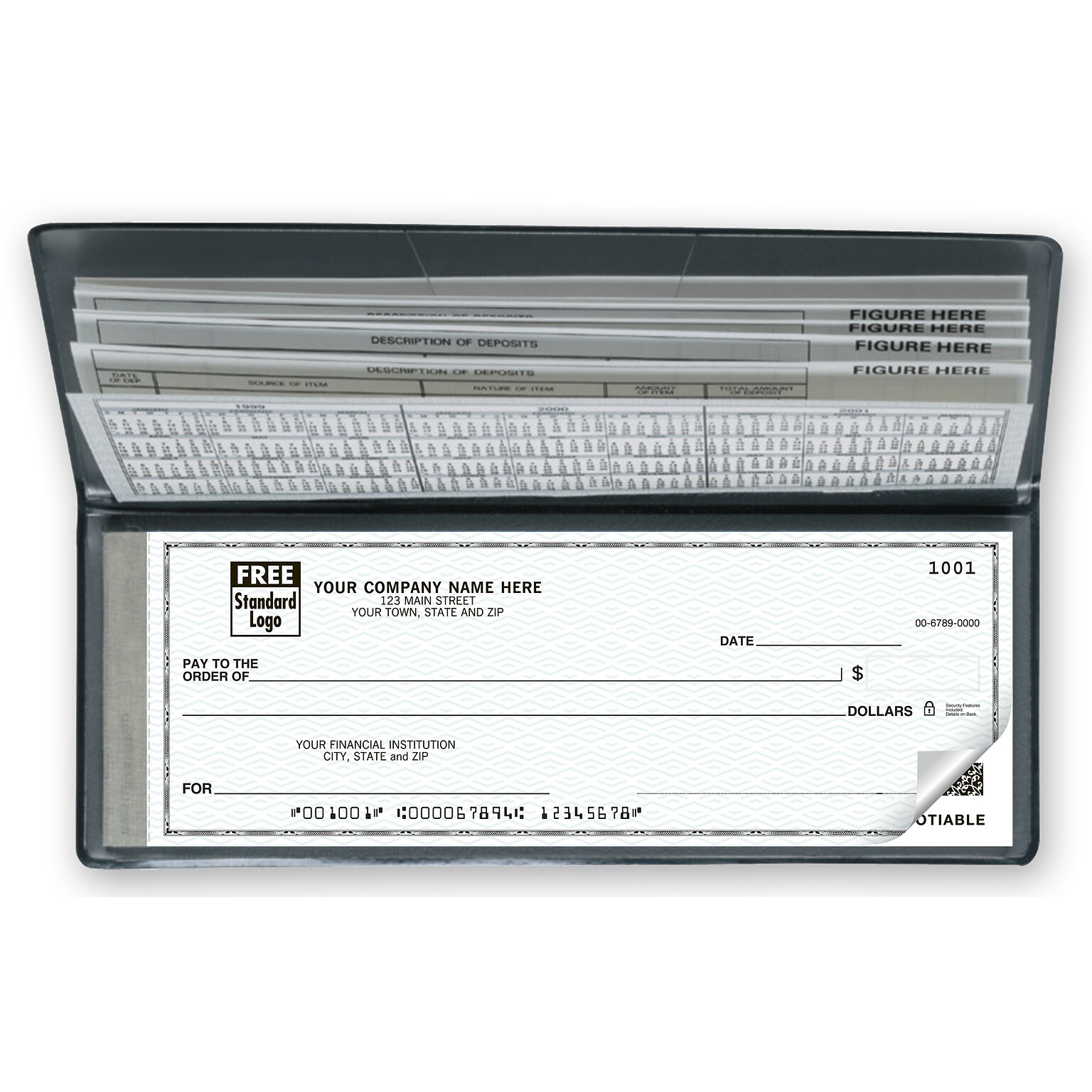 Custom Traveler, Business Size Portable Checks, 2 Ply/Duplicate, 1 Color Printing, 8.25 x 3, 40/Pack