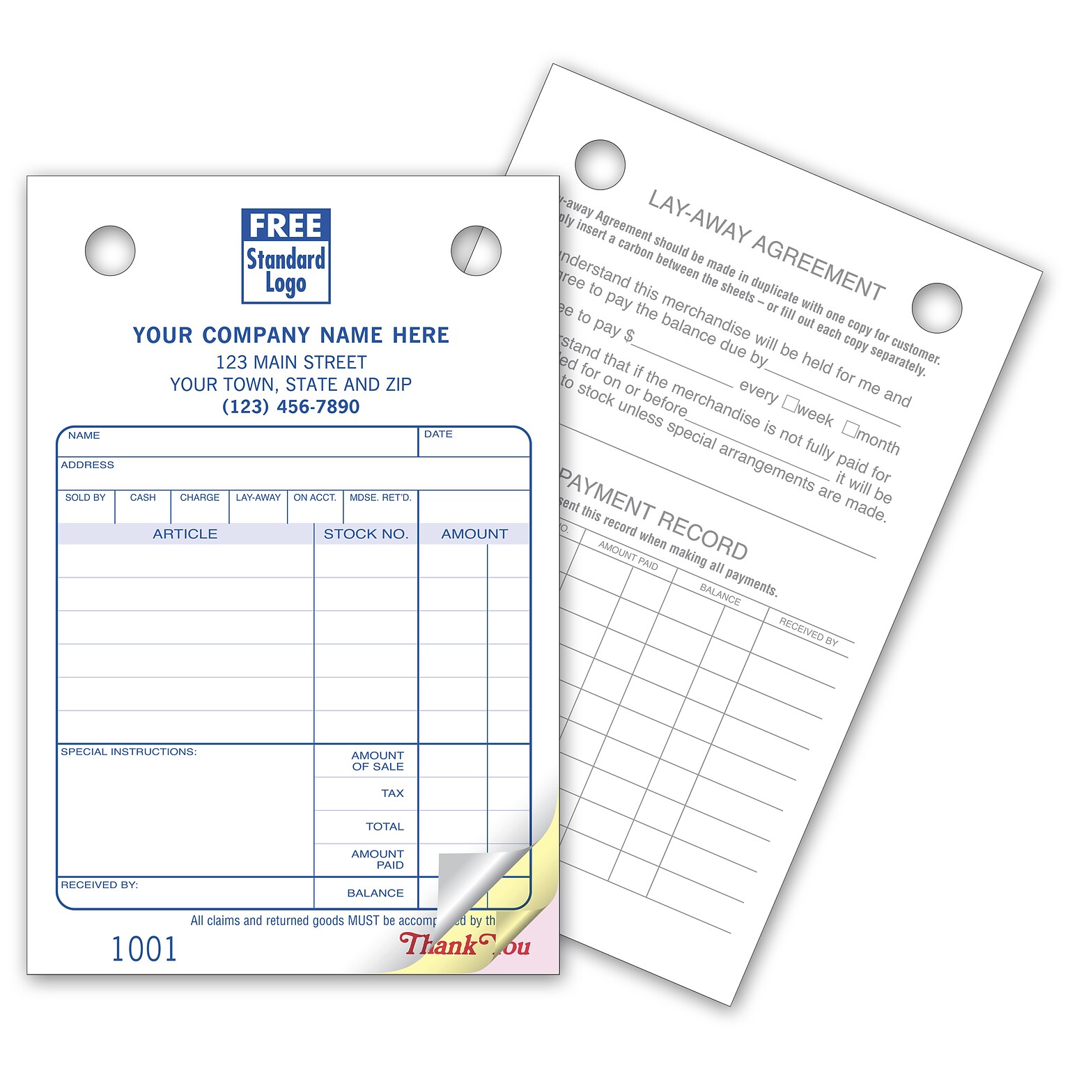 Custom Jewelry Register Form, Classic Design, Small Format, 3 Parts, 1 Color Printing, 4 x 6, 500/Pack