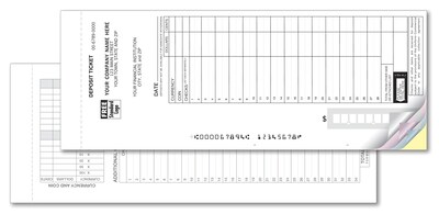 Custom Loose Deposit Tickets Sets, Maximum Entry Format, 2-Part, Black ink only, 8-7/8 x 3-3/8, 15