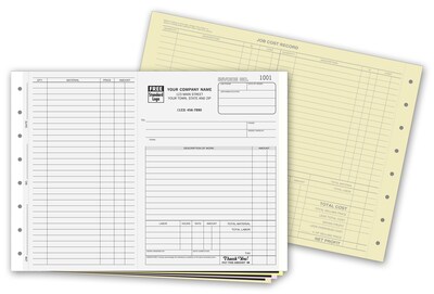 Custom Work Orders - Side-Stub with Carbons, 3 Parts, 1 Color Printing, 11 X 8 1/2 ,500/Pk