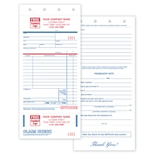 Custom Service Orders - with Claim Check and Carbons 2 Parts,  1 Color Printing, 4 1/4 x 7 1/4,500