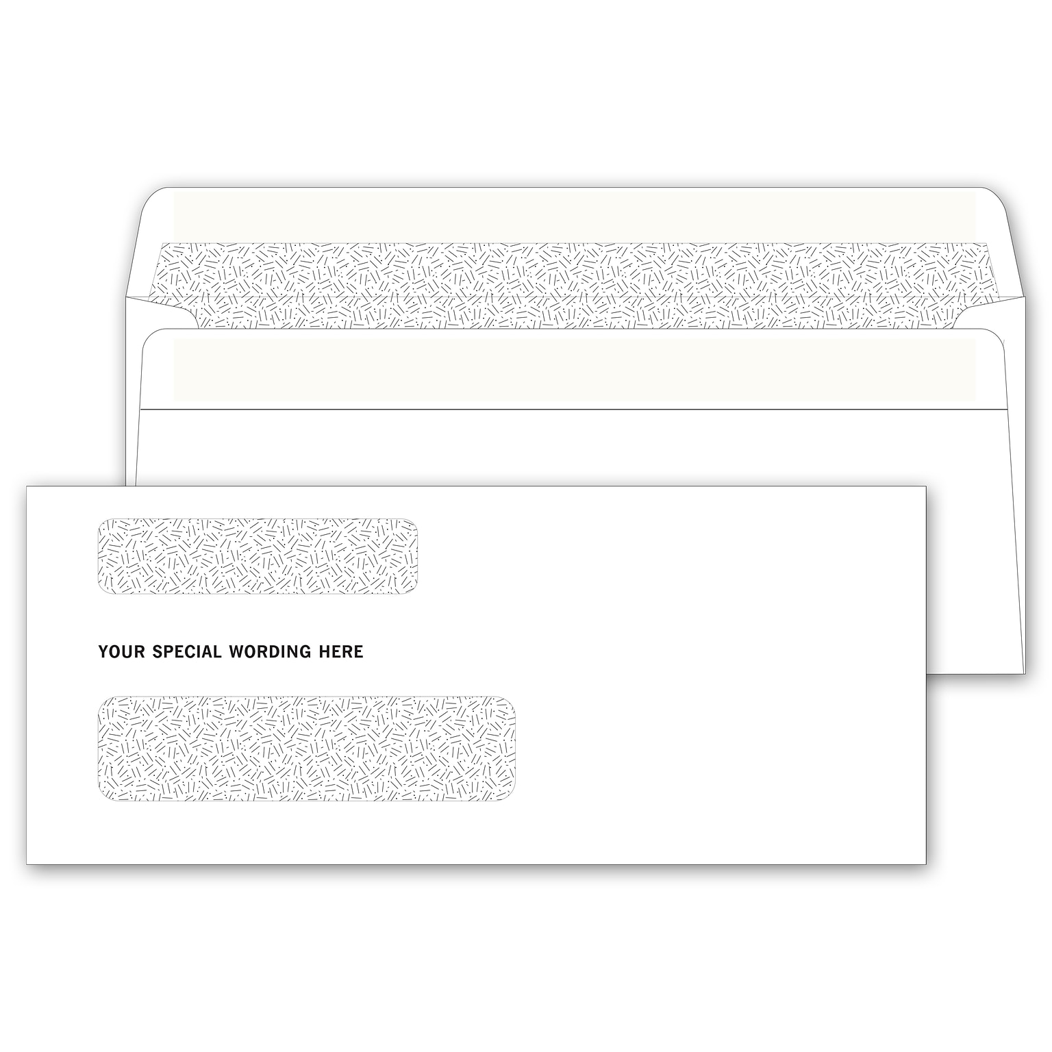 Custom Double Window Security Envelope Self-Seal, 1 Color Printing, 8-5/8 x 3-5/8, 500/Pack