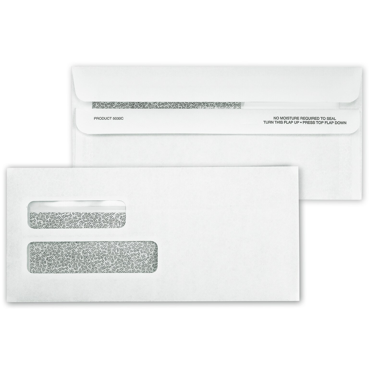 Custom Double Window Security Self Seal Envelope, 1 Color Printing, 9 x 4-1/8, 500/Pack