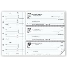 Custom 3-On-A-Page High Security Business Size Checks, Side-Tear Voucher, 2 Ply/Duplicate, 1 Color P