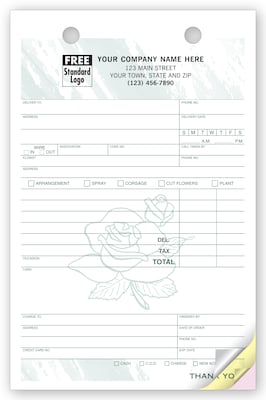 Custom Florist Register Form, Colors Design, Large Format, 2 Parts, 1 Color Printing, 5 1/2 x 8 1/2
