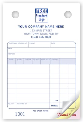 Custom Multi-Purpose Register Form, Classic Design, Small Format, ALL SALES FINAL, 3 Parts, 1 Color