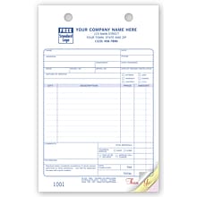 Custom Service Order Register Form, Classic Design, Large Format, 2 Parts, 1 Color Printing, 5 1/2