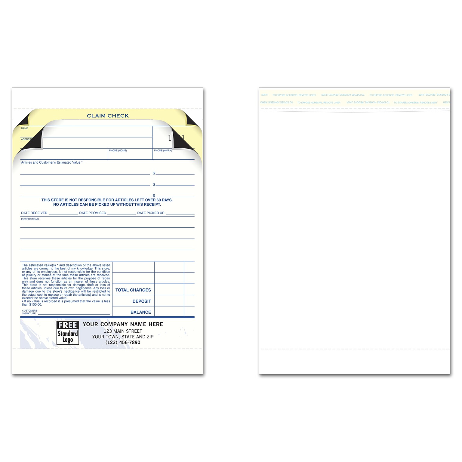Custom Jewelry Repair Orders with Envelope, 3 Parts, 1 Color Printing, 5 2/3 x 7 3/4, 250/Pack