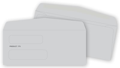 Custom Double Window Envelope, 1 Color Printing, 8-5/8 x 3-5/8, 500/Pack