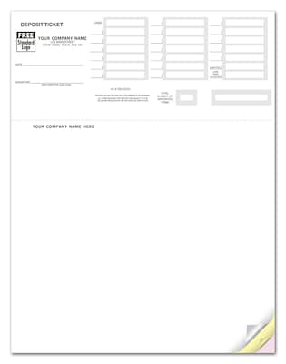 Custom Laser Deposit Tickets, QuickBooks Compatible, 3-Part, Black ink only, 8-1/2 x 11, 500/Pk
