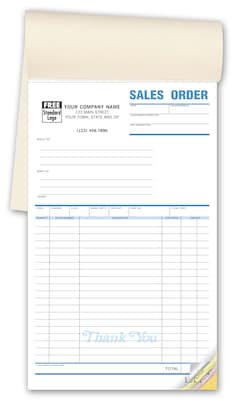 Custom Classic Booked Sales Orders, 3 Parts, 1 Color Printing, 6 1/2 x 10 1/2, 500/Pack