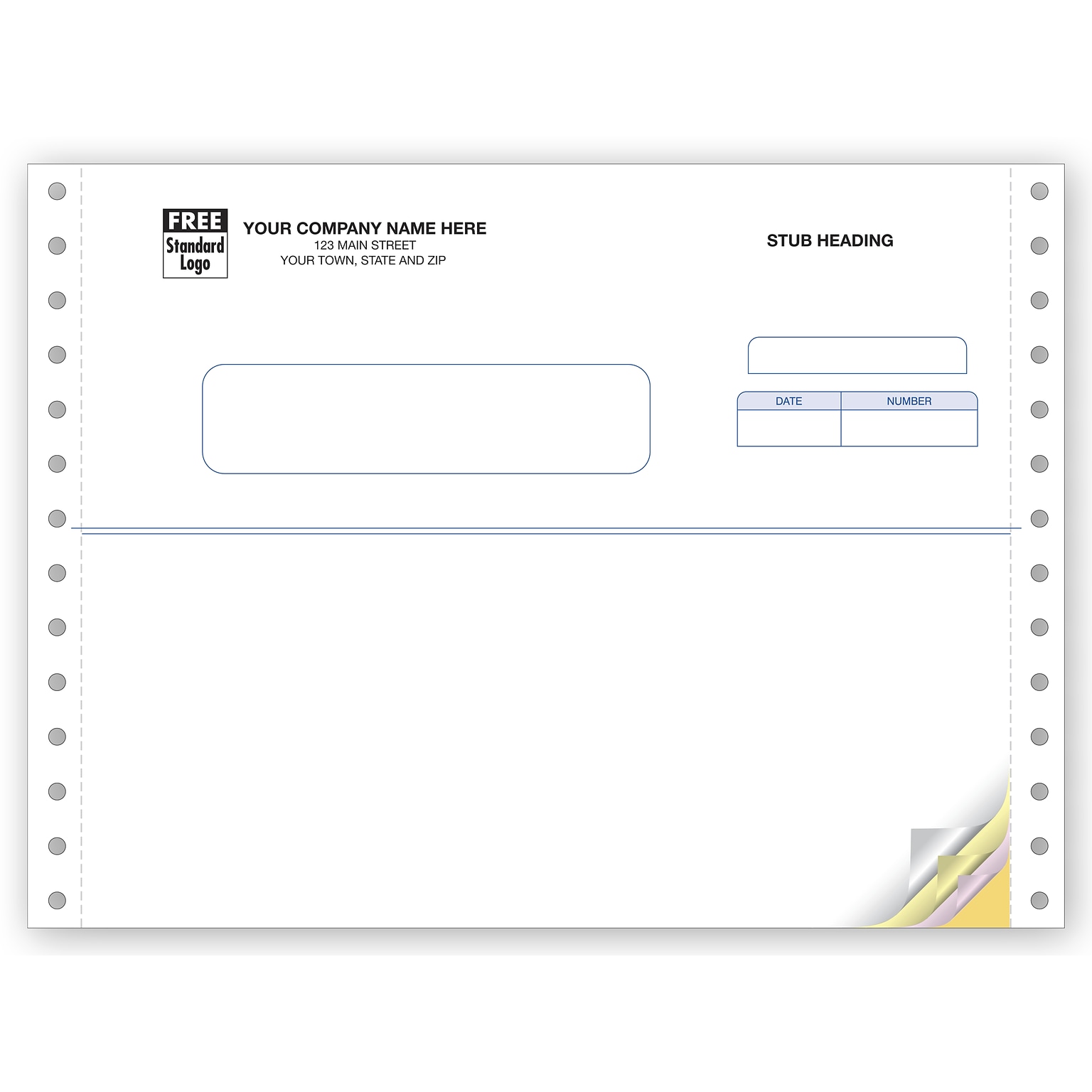 Custom Multi Purpose Forms, Continuous, 2 Parts, 1 Color Printing, 8 1/2 x 7, 500/Pack