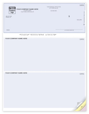 Custom Laser Top Checks, Unlined, 3 Sheets/Triplicate, 1 Color Printing, Prem Check Designs, 8-1/2