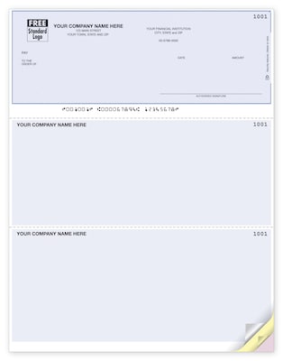 Custom Laser Top Checks, Cmptble with MYOB and More, 3 Ply/Triplicate, 2 Clr Printing, Standard Chec