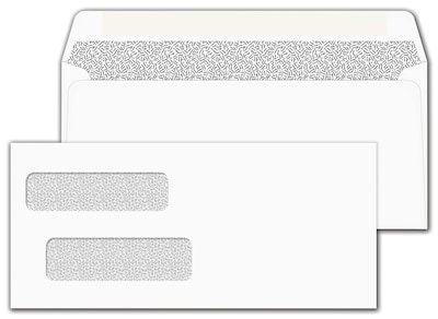 Custom Double Window Security Envelope, 1 Color Printing, 9 x 4-1/8, 500/Pack