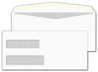 Custom Double Window Security Envelope, 1 Color Printing, 9 x 4-1/8, 500/Pack