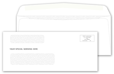 Custom Double Window Security Envelope, 1 Color Printing, 8-5/8 x 3-5/8, 500/Pack