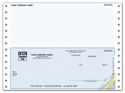 Custom Continuous Check, Cmptble with MAS, Sage, 3 Ply/Triplicate, 1 Color Printing, Standard Check