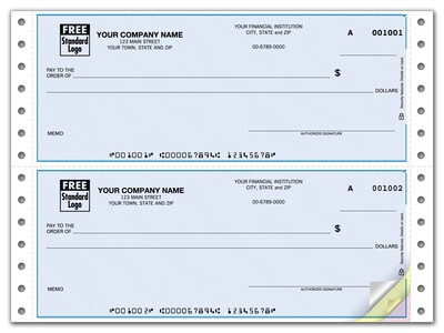 Custom Continuous 3-1/2 Multi-Purpose Check, Lined, 3 Ply/Triplicate, 1 Clr Printing, Standard Chec