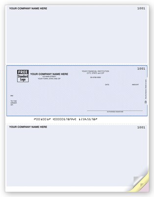 Custom Laser Middle Check, Compatible with Sage50, 3 Ply/Triplicate, 2 Color Printing, Prem Check De