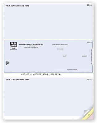 Custom Laser Middle Multi-Purpose Check, 3 Ply/Triplicate, 2 Color Printing, Standard Check Color, 8