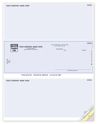 Custom Laser Middle Check, Multi-Purpose, 3 Ply/Triplicate, 1 Color Printing, Prem Check Designs, 8-