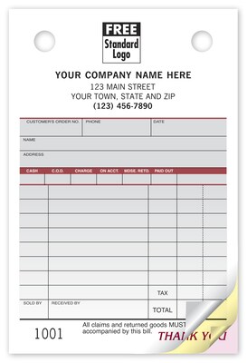 Custom Multi-Purpose Register Form, Spectra Design, Small Format, 2 Parts, 1 Color Printing, 4 x 6