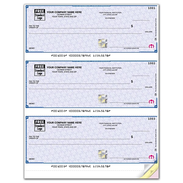 Custom High Security 3-To-A-Page Laser Check, 3 Ply