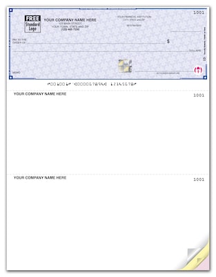 Custom High Security Laser Top Check, 3 Ply/Triplicate, 1 Color Printing, 8-1/2 x 11, 500/Pk