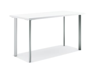 HON Coze 48W Table Desk, Designer White Laminate/Silver (HWR3048PDWLCPLP)