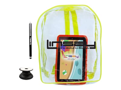 Linsay 7 Tablet with Holder, Stylus, Red Kids Defender Case & Backpack, WiFi, 2GB RAM, 64GB, Andro