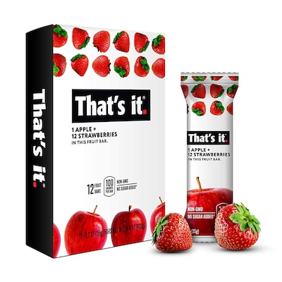 THATS IT Gluten Free Apple + Strawberry Fruit Bar, 1.2 oz, 12/Pack (307-00238)