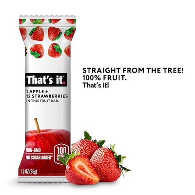 THAT'S IT Gluten Free Apple + Strawberry Fruit Bar, 1.2 oz, 12/Pack (307-00238)
