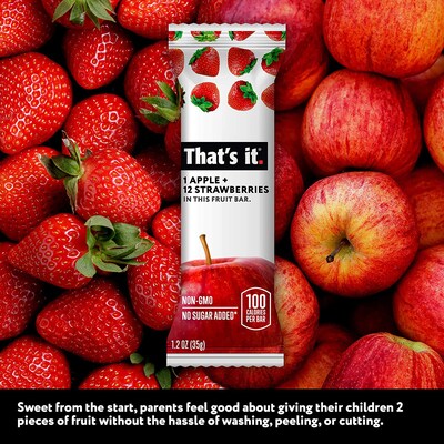 THAT'S IT Gluten Free Apple + Strawberry Fruit Bar, 1.2 oz, 12/Pack (307-00238)