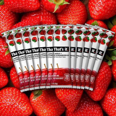 THAT'S IT Gluten Free Apple + Strawberry Fruit Bar, 1.2 oz, 12/Pack (307-00238)