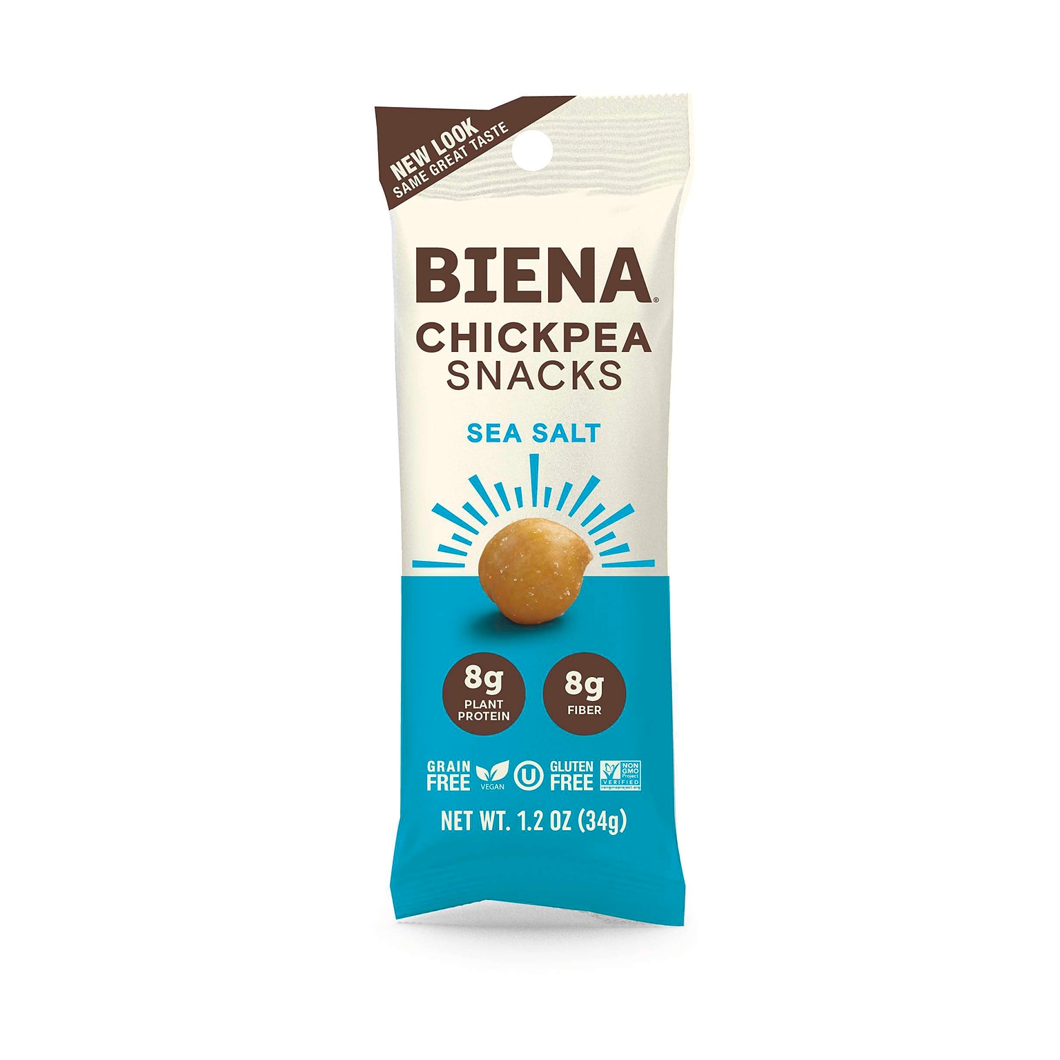 Biena Rasted Sea Salt Chickpeas, 1.2 oz., 20 Bags/Pack, 2/Pack (307-00243)