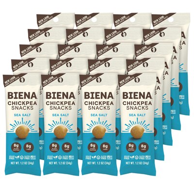 Biena Rasted Sea Salt Chickpeas, 1.2 oz., 20 Bags/Pack, 2/Pack (307-00243)